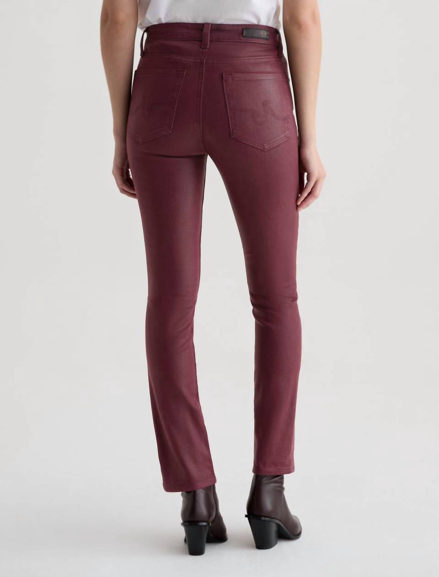AG Jeans Mari Coated Jean in leatherette winery - women's jeans - alternate view