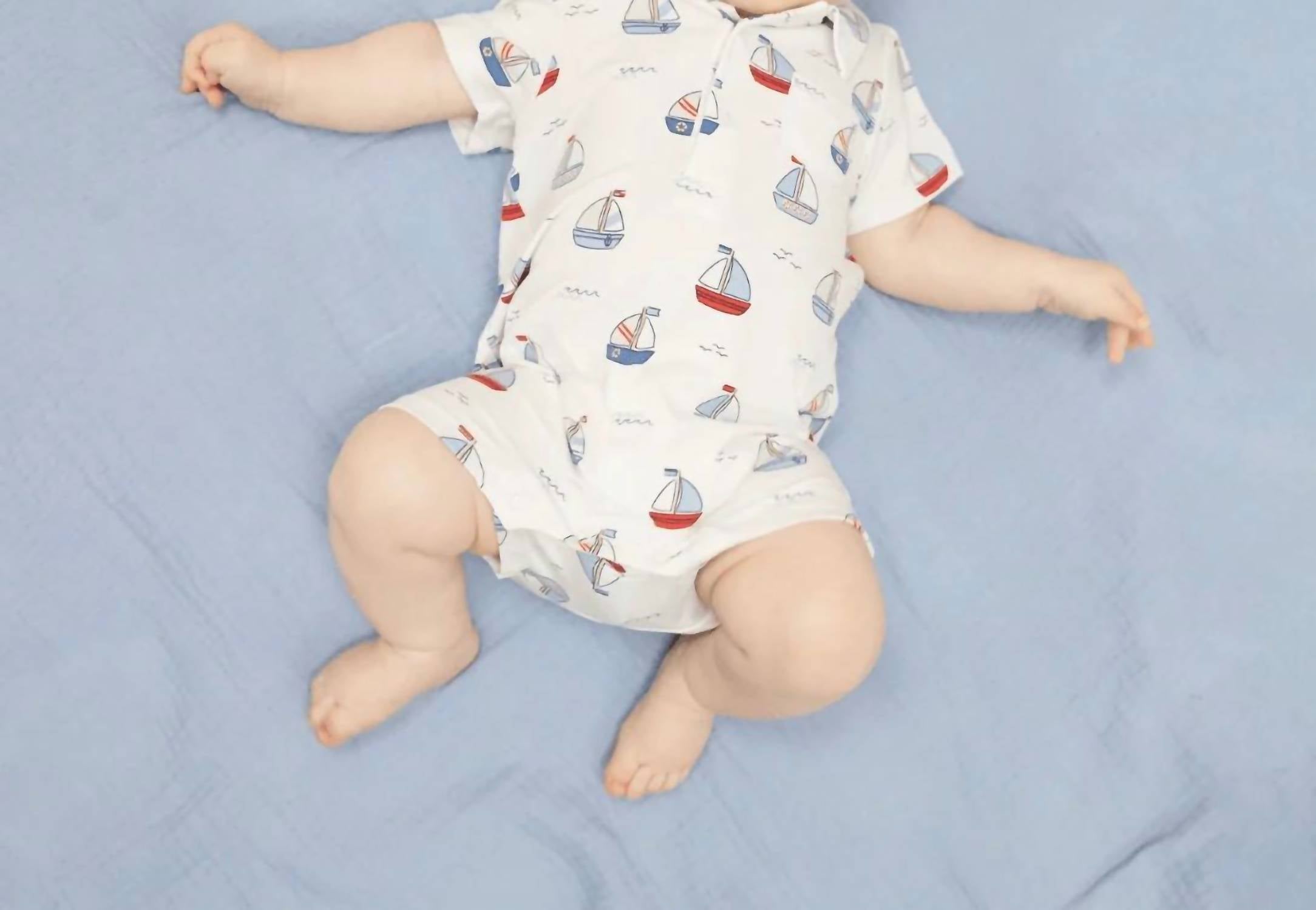 Angel Dear - Kids Bubbly Sailboats Bamboo Polo Shortie