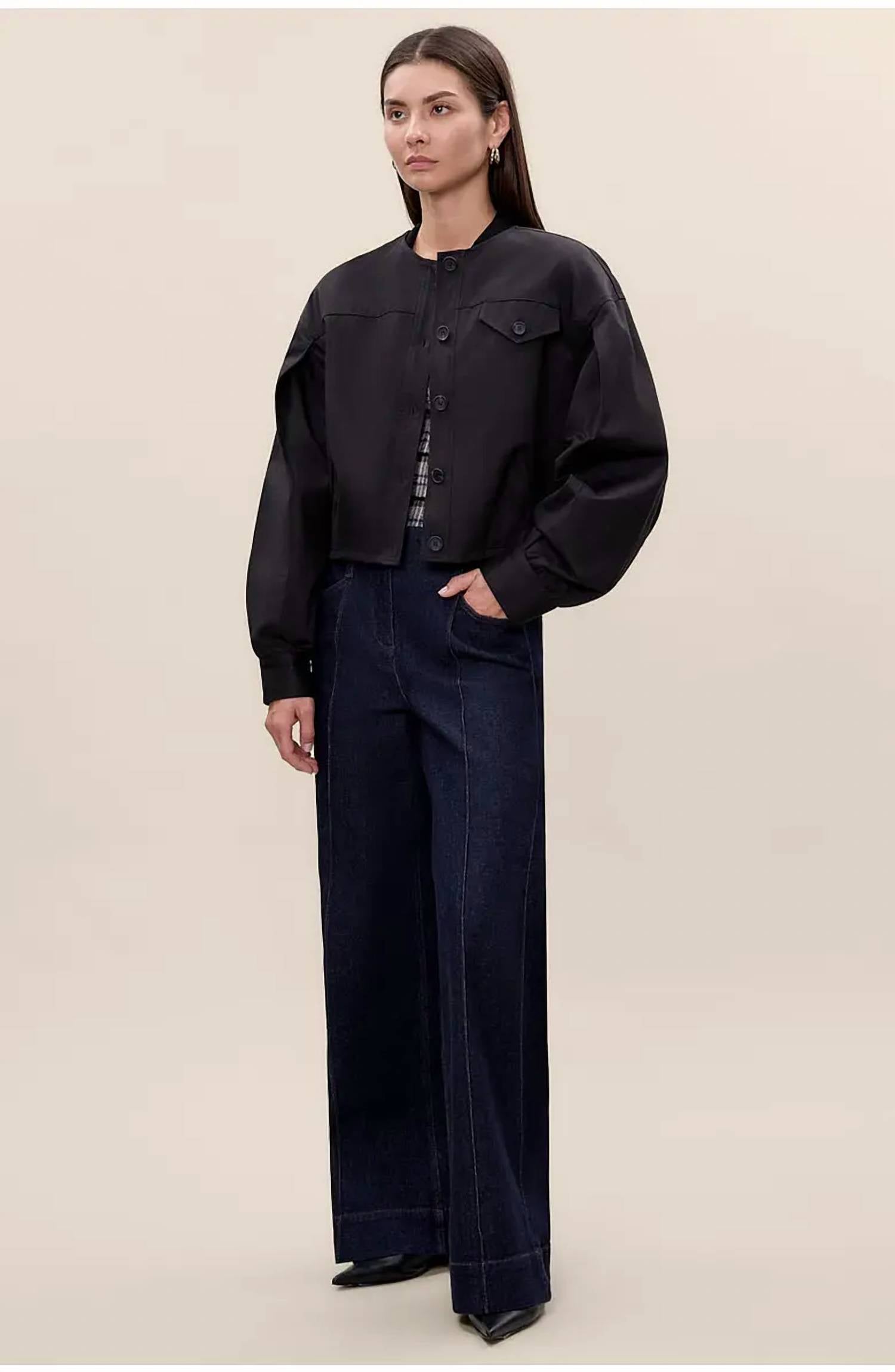 Rebecca Taylor Aria Twill Jacket in black - women's jacket - alternate view