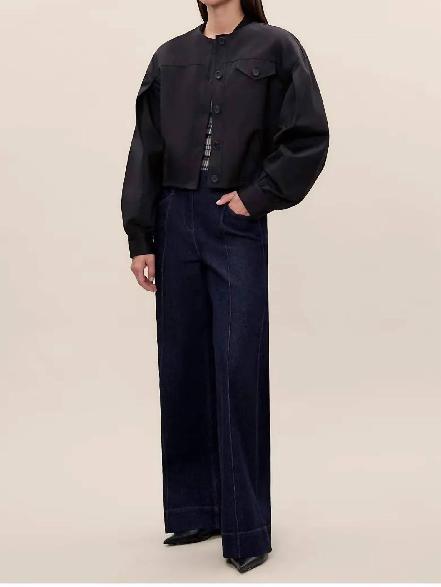 Rebecca Taylor Aria Twill Jacket in black - women's jacket - detail view