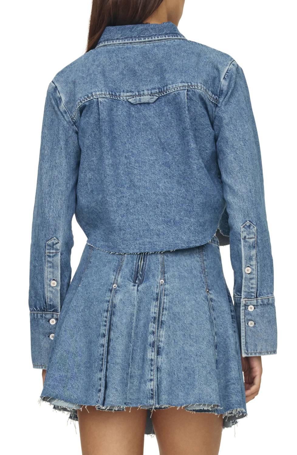 Warp + Weft - Anr High-low Crop Denim Jacket