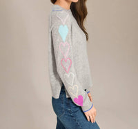 Alashan Cashmere Cashmere Hearts And Hugs Crew Neck Sweater in harbor - women's sweater - alternate view