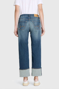 M.A.B.E. Laura Straight Turn Up Jeans in fancy nonrepair - women's jeans - alternate view