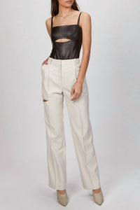 CUTOUT LEATHER BODYSUIT