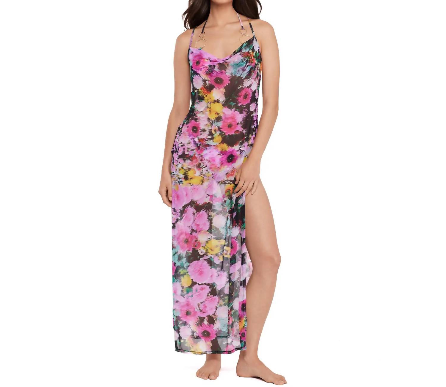 Steve Madden - Mesh Cowl Neck Maxi Dress