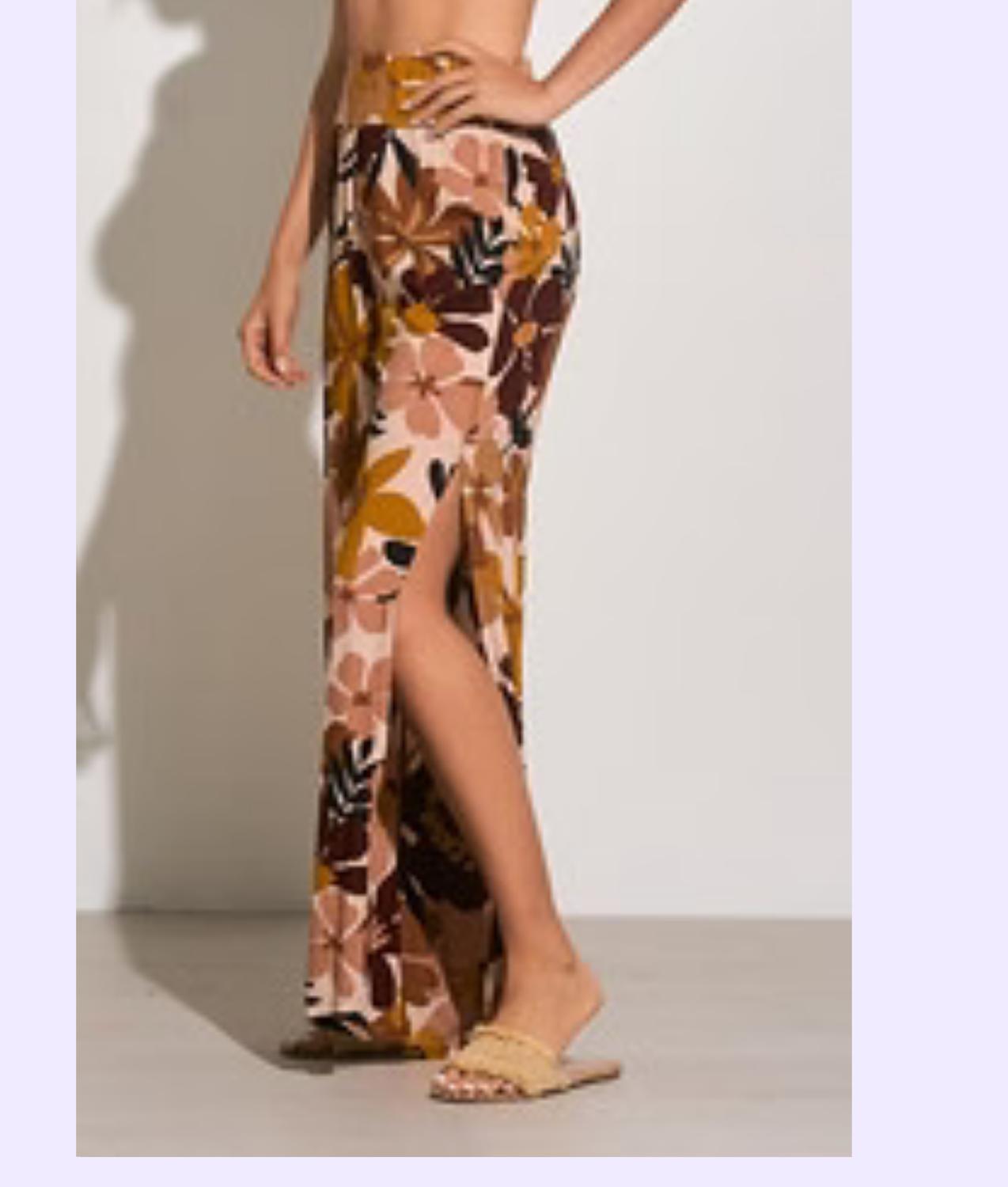 Elan - Floral Pant W/side Slit
