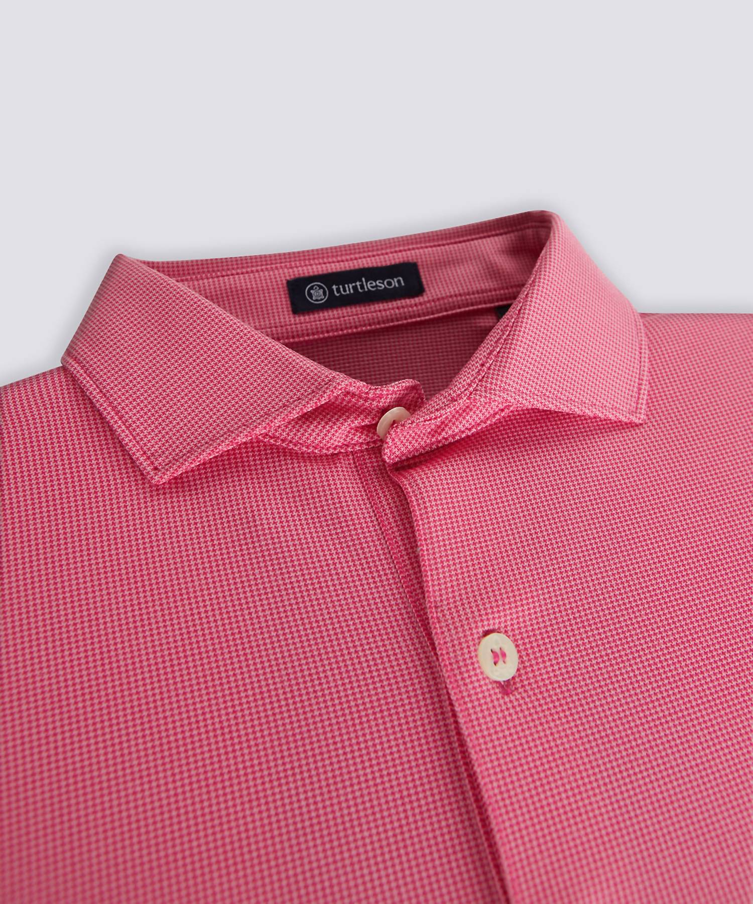 Turtleson Wilcox Jacquard Polo Top in bloom - men's t-shirt - detail view