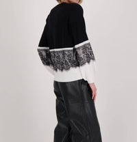Gabby Isabella - Contrast Lace Panel Sweater Top