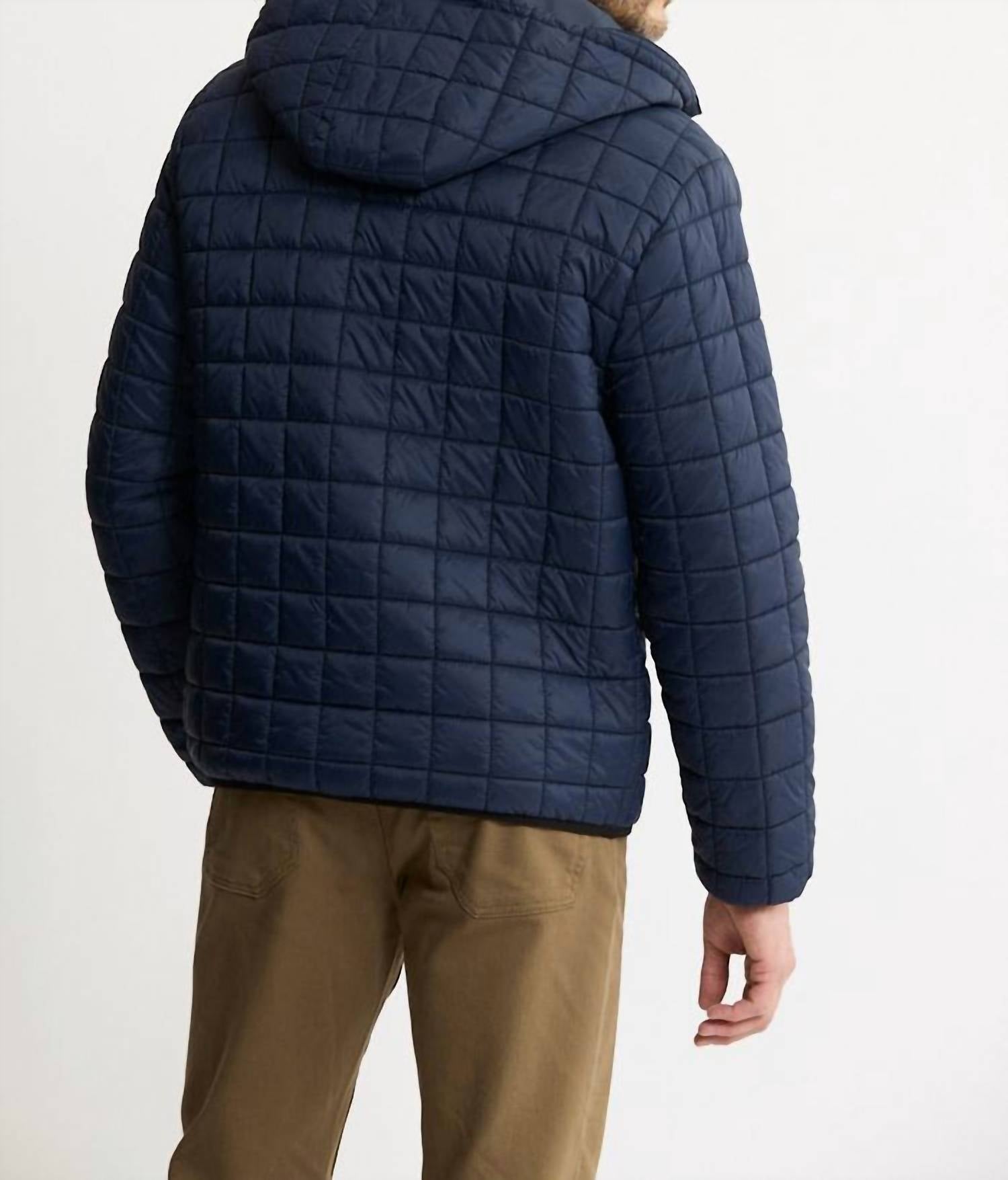 JACHS NEW YORK Light Quilted Hooded Puffer Jacket in navy - men's jacket - alternate view