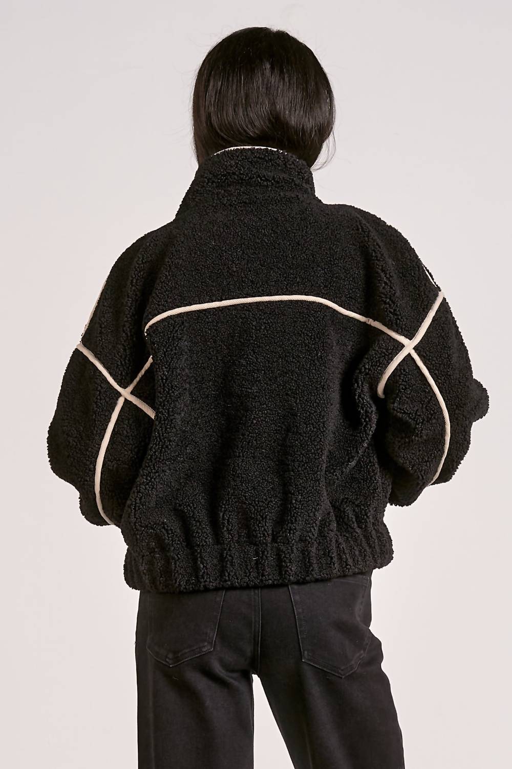 ELAN Cozy Fall Coat Jacket in black natural - women's jacket - detail view