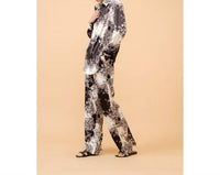INA Fashion Long Sleeve Printed Blouse in black multi - women's blouse - detail view
