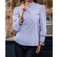 Dizzy-Lizzie - Puff sleeve top with collar & cuff