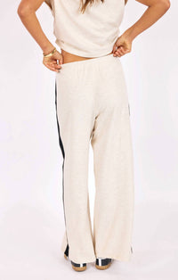 SAGE THE LABEL Metro Knit Pants in heather oatmeal - women's pants - detail view