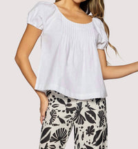 LOST + WANDER Cabrera Mist Short Sleeve Top in white - women's blouse