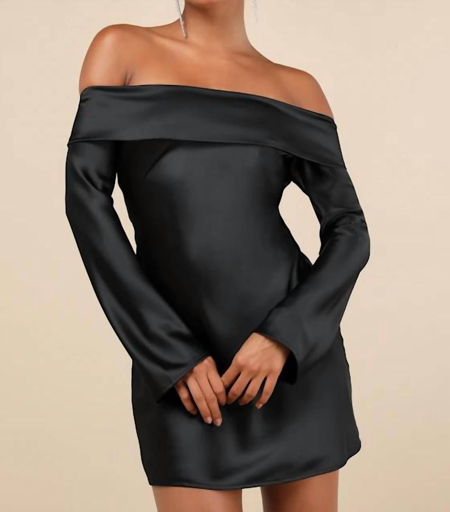Lulus - Women's Luxurious Vision Satin Off-the-shoulder Mini Dress