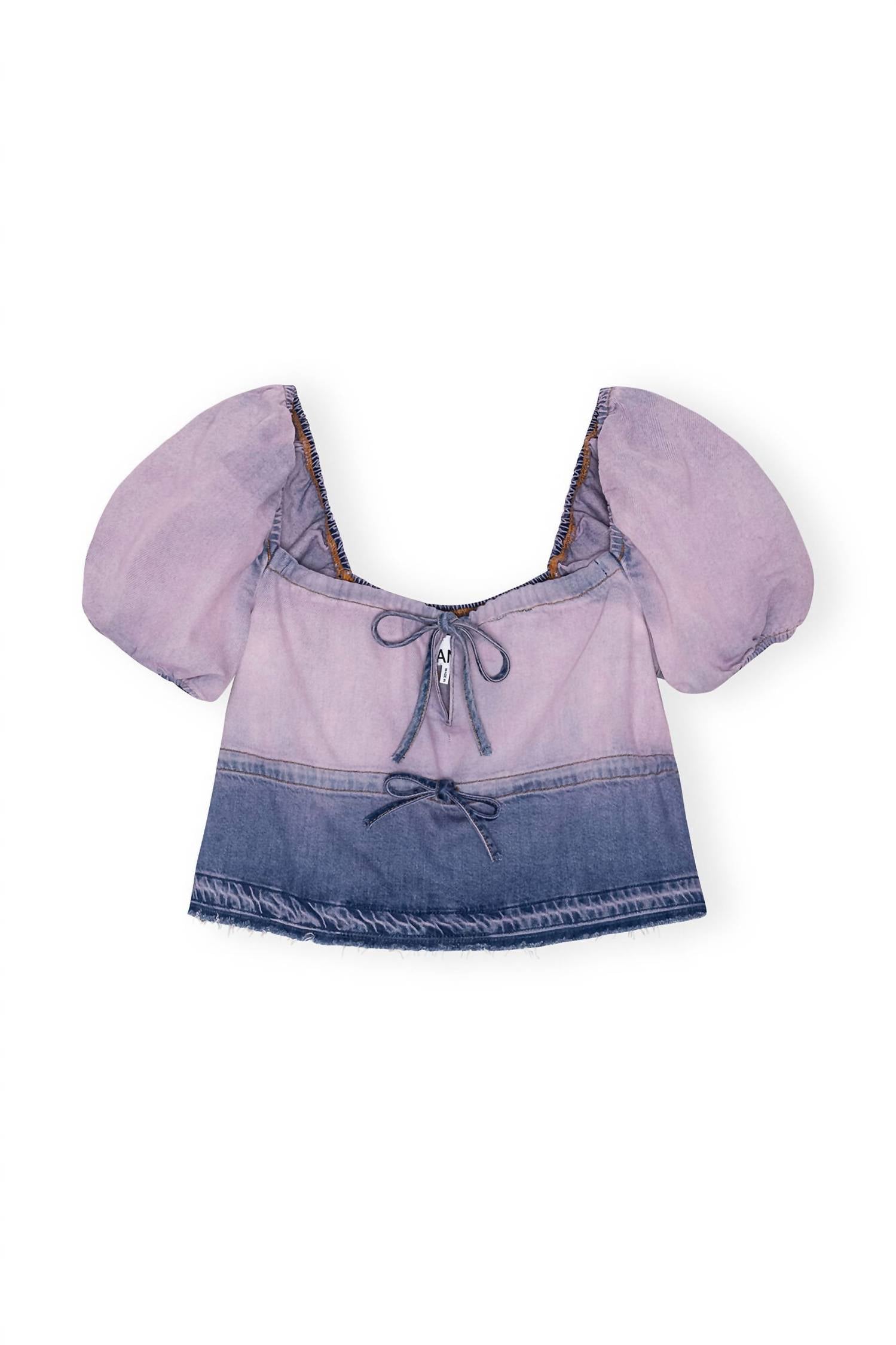 Ganni - Future Denim Puff Sleeve Top