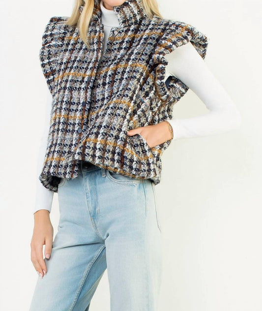 Thml - Plaid Tweed Collared Vest