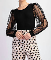 Ee:Some - Midnight Glam Mesh Sleeve Bodysuit