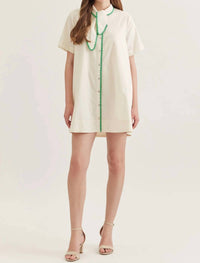 Entro - Button Front Dress With Trim