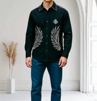 God Send - Embroidered Eagles Western Shirt