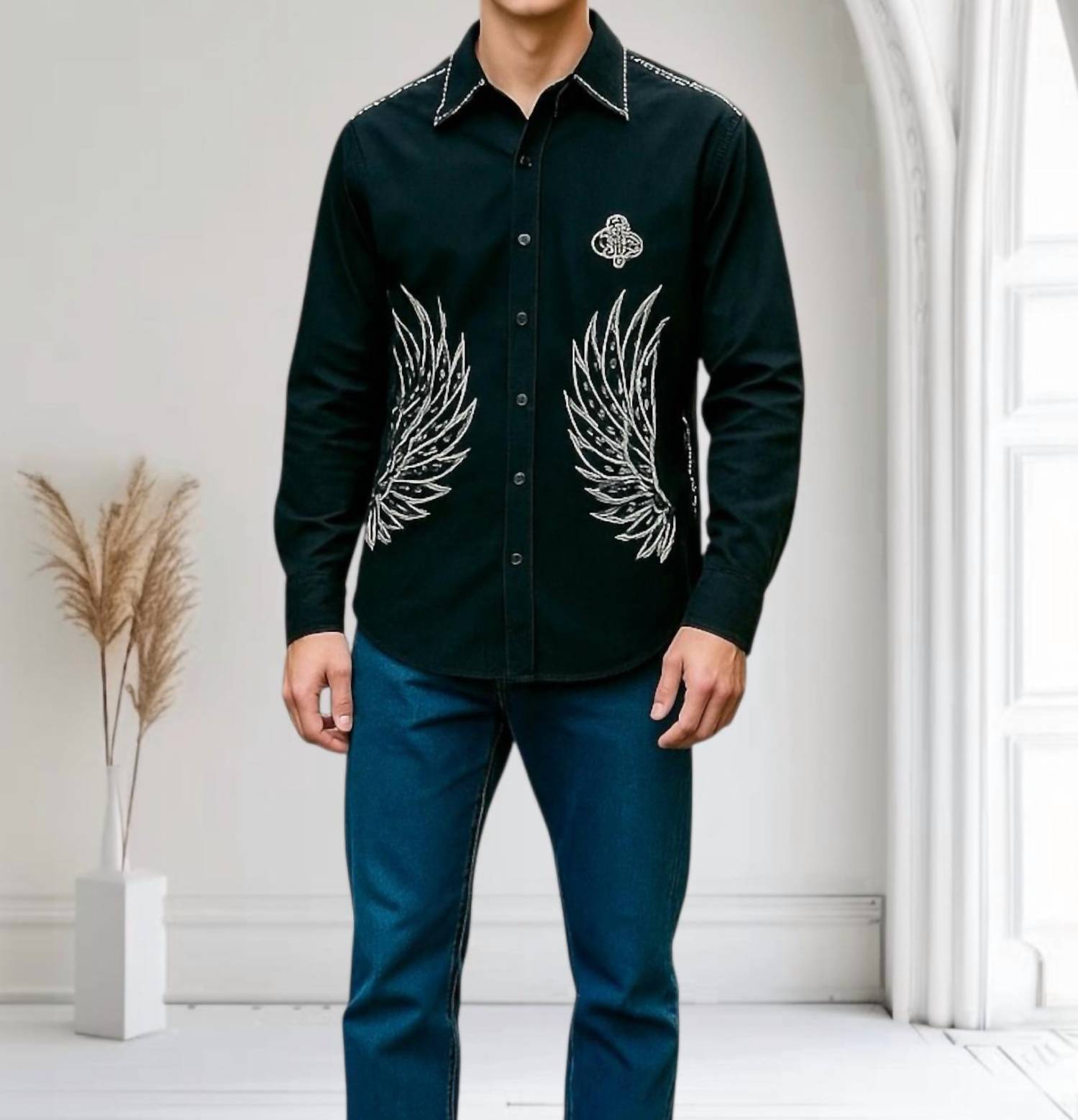 God Send - Embroidered Eagles Western Shirt