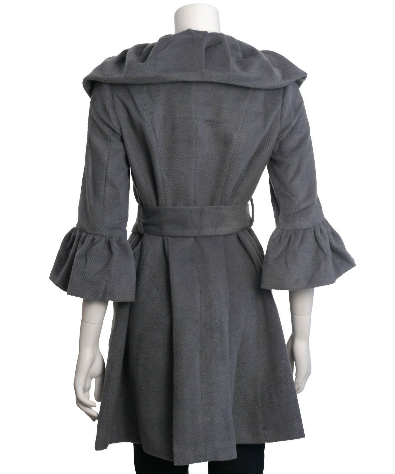 Ryu - Women's Pintuck Detailed Double Button With Waist Tie Coat