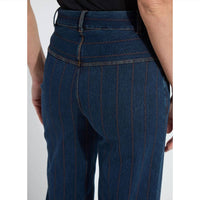 Lysse Landon Embroidered Wide Leg Pants in indigo - women's pants - detail view