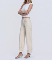 Flying Monkey - High Rise Side Panel Cuffed Crop Barrel Jeans