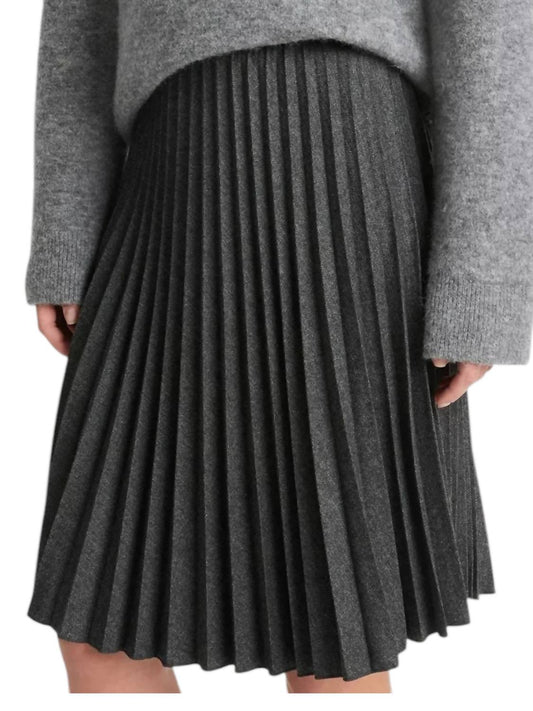 Vince - MID RISE PLEATED HERRINGBONE MIDI SKIRT