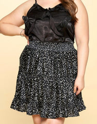 Oddi - Satin Tiered Mini Skirt - Plus