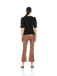Fifteen Twenty Tanya Lace Sleeve Top in black - women's blouse - alternate view