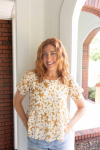 Polagram Daisy Days Peplum Blouse in beige - women's blouse