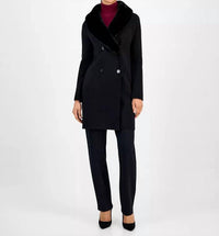 Tahari Faux Fur Shawl Collar Jacket in black - women's jacket - view 4