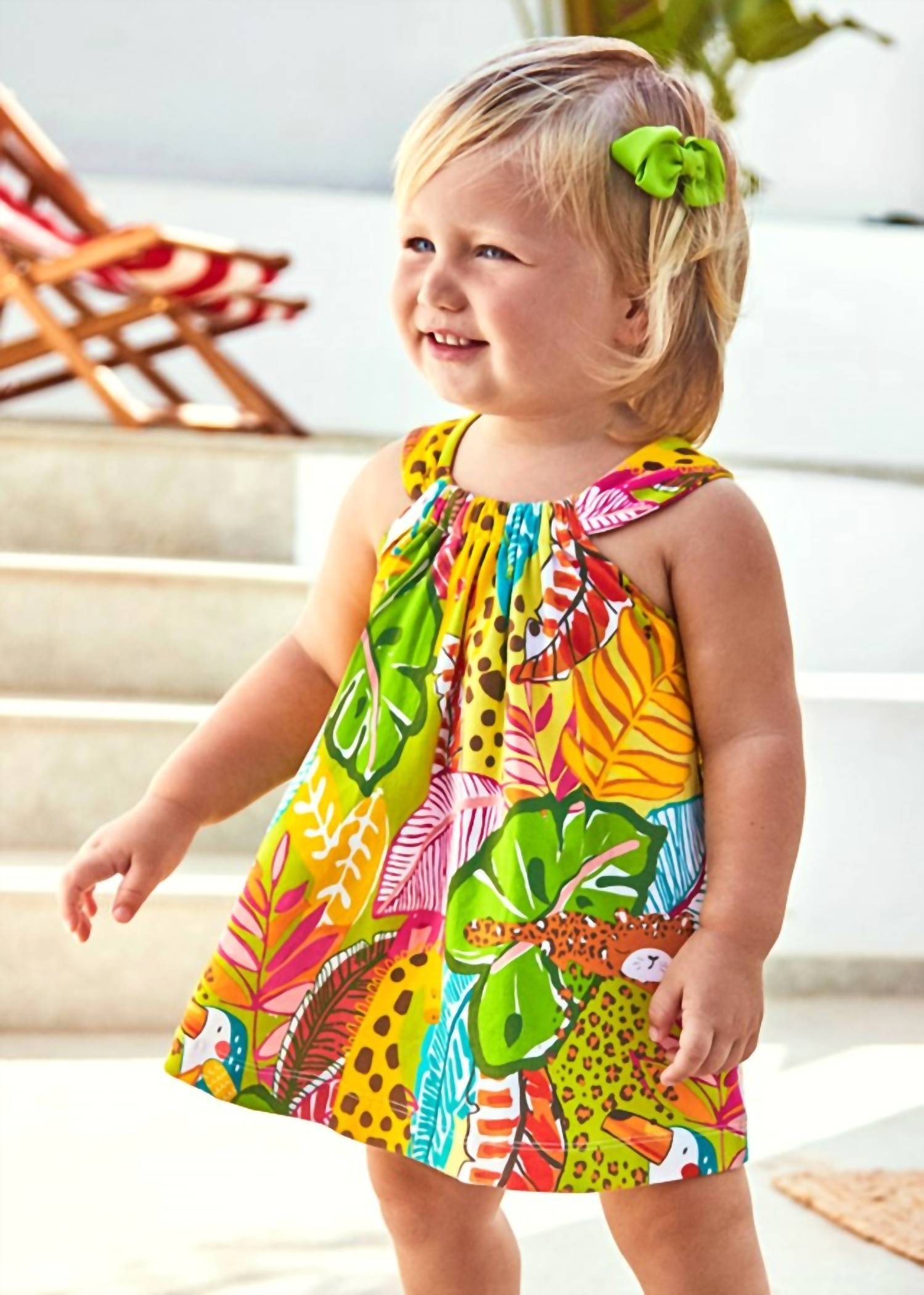 Mayoral - Bright Colored Leaves Printed Dress