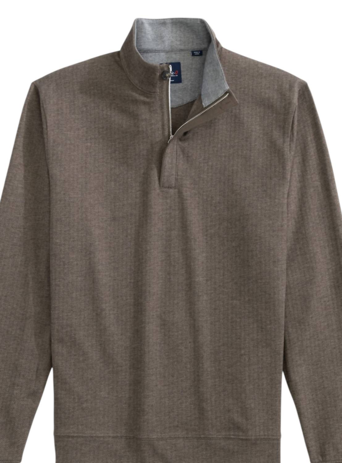 JOHNNIE-O Men's Rubin Bison Pullover Sweater in brown - men's sweater - detail view