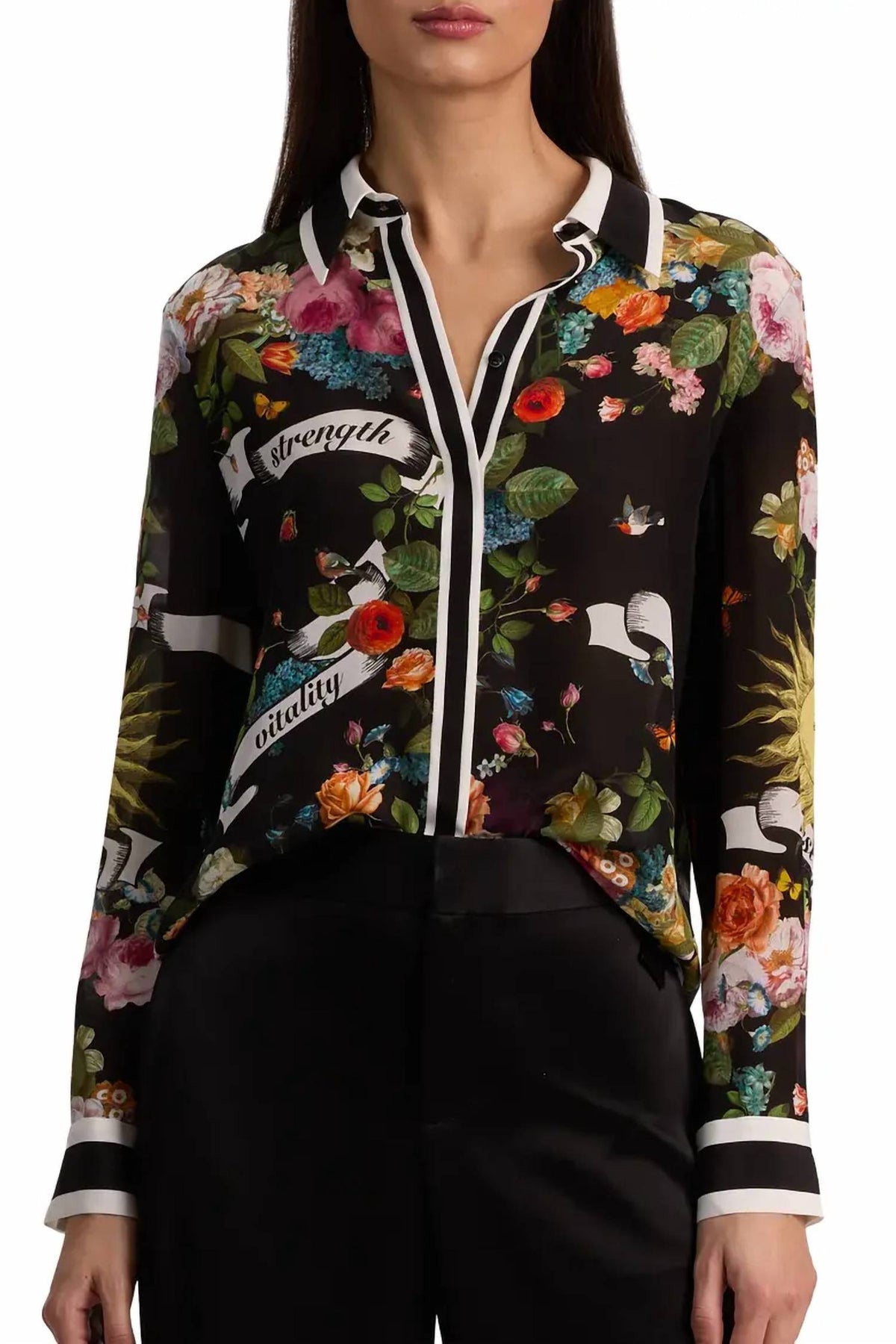 Alice + Olivia - Willa Printed Silk Button-up Shirt