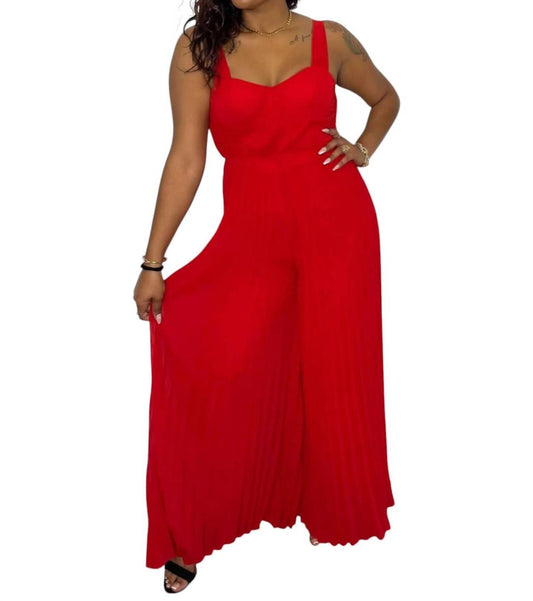 Luxxel - Sleeveless Pleated Jumpsuit