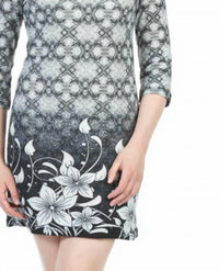 Papillon - Lattice And Floral Border Print Sweater Dress