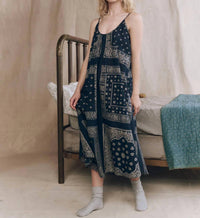 THE GREAT. Slip Sleep Midi Dress in bandana patchwork - women's dress - view 4