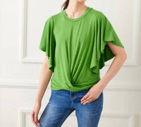 Karen Kane - Flutter Sleeve Drape Front Top