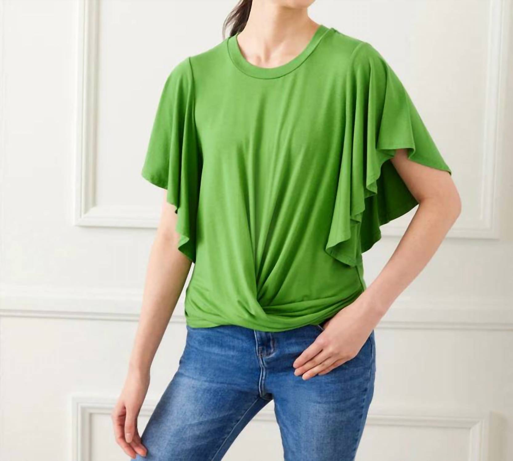 Karen Kane - Flutter Sleeve Drape Front Top