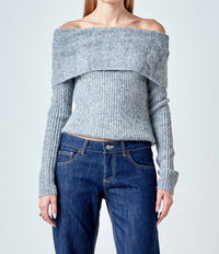 Endless Rose - Off Shoulder Cable Knit Sweater