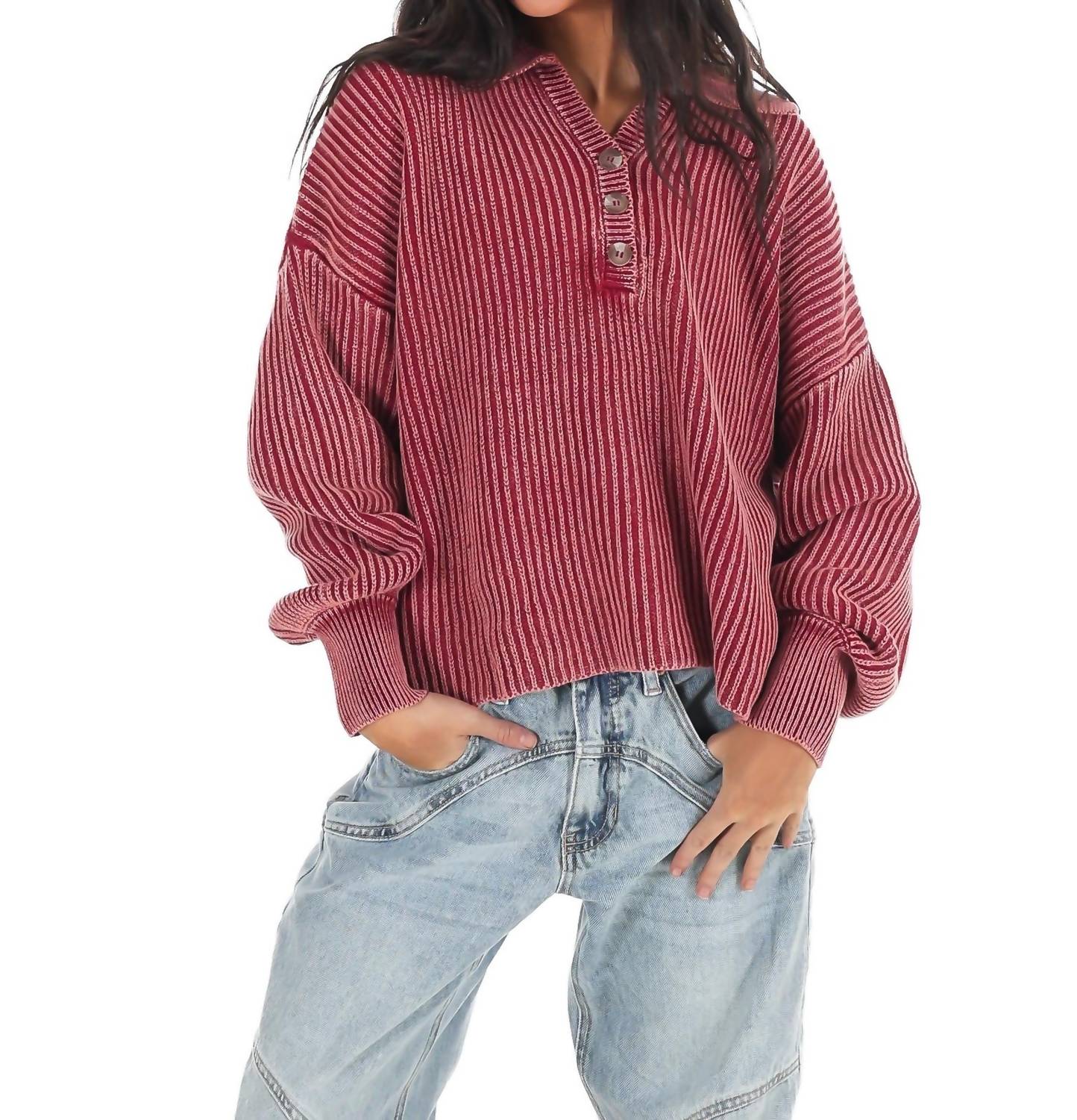 Zenana - Always on Point Collared Sweater