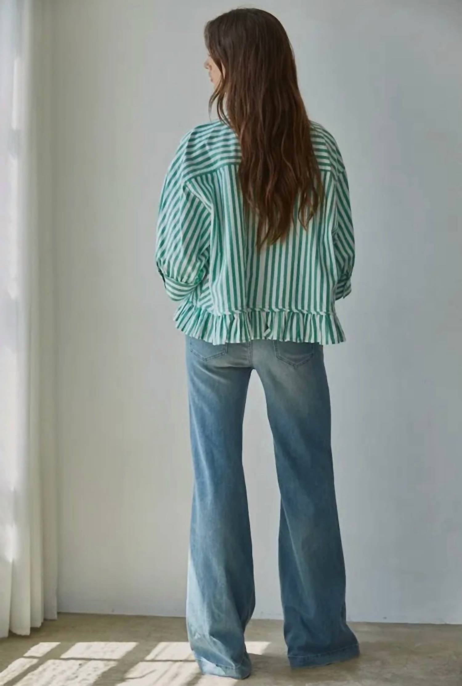 By Together - Woven Cotton Striped Button Down Shirt