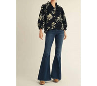 Style Usa - Jacquard Floral Print Top