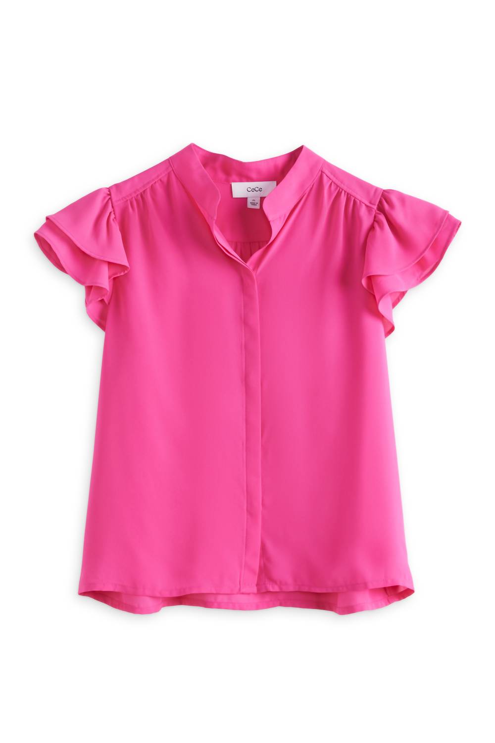 Cece - Women's Double Flutter Short Sleeve Blouse