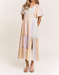 J.Nna - Patch-work V-neck Midi Dress