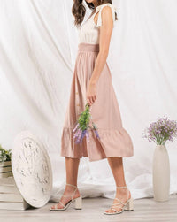 Blu Pepper - Mixed Media Button Down Midi Dress