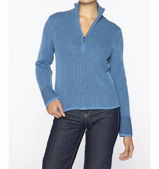 Kinross - Plaited Rib Zip Mock Sweater