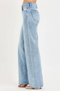 Risen - Tummy Control E-band High Rise Wide Leg Jeans
